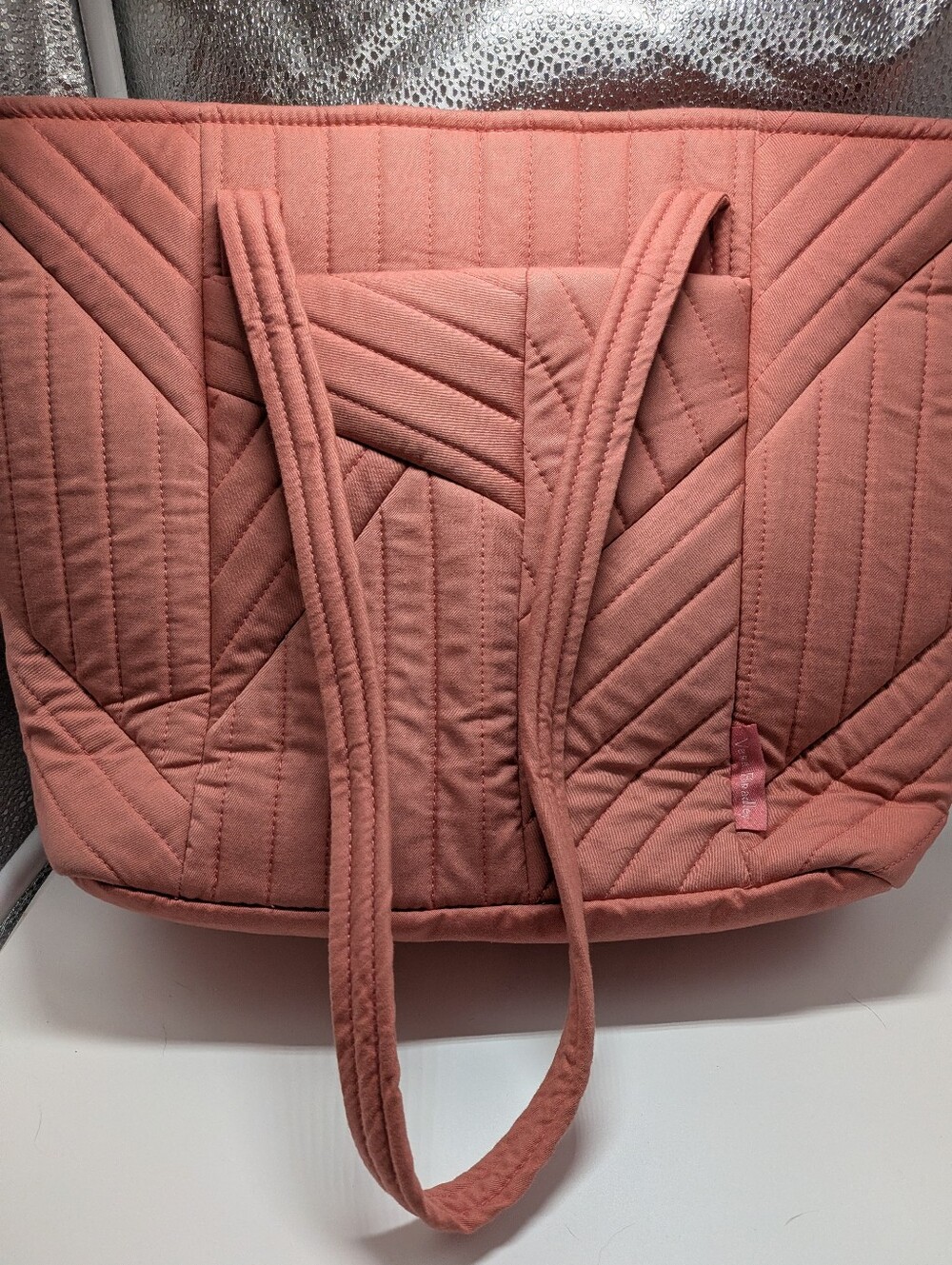 Like New Vera Bradley Quilted Shoulder Tote In Dusty Pink Rose